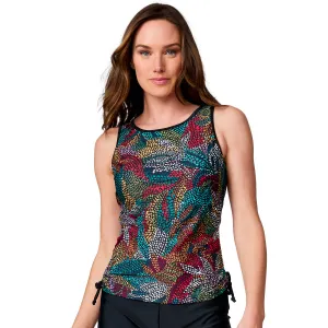 Free Country Women's Full Side Shirring Tankini Top