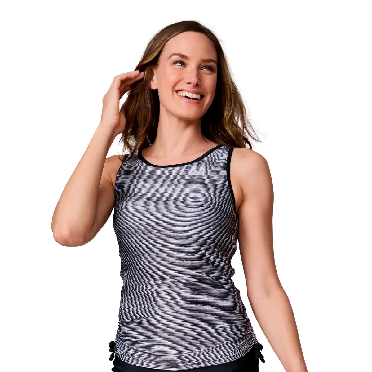 Free Country Women's Full Side Shirring Tankini Top