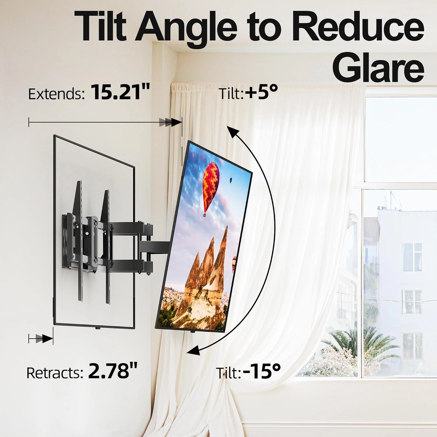 Full Motion Mount, USX MOUNT UL Listed TV Wall Mount for Most 42-84 inch TVs, Holds up to 120lbs, Max VESA 600x400mm, Swivel TV Bracket with Dual Articulating Arms Tilt Rotation Fits 16" Wood Stud