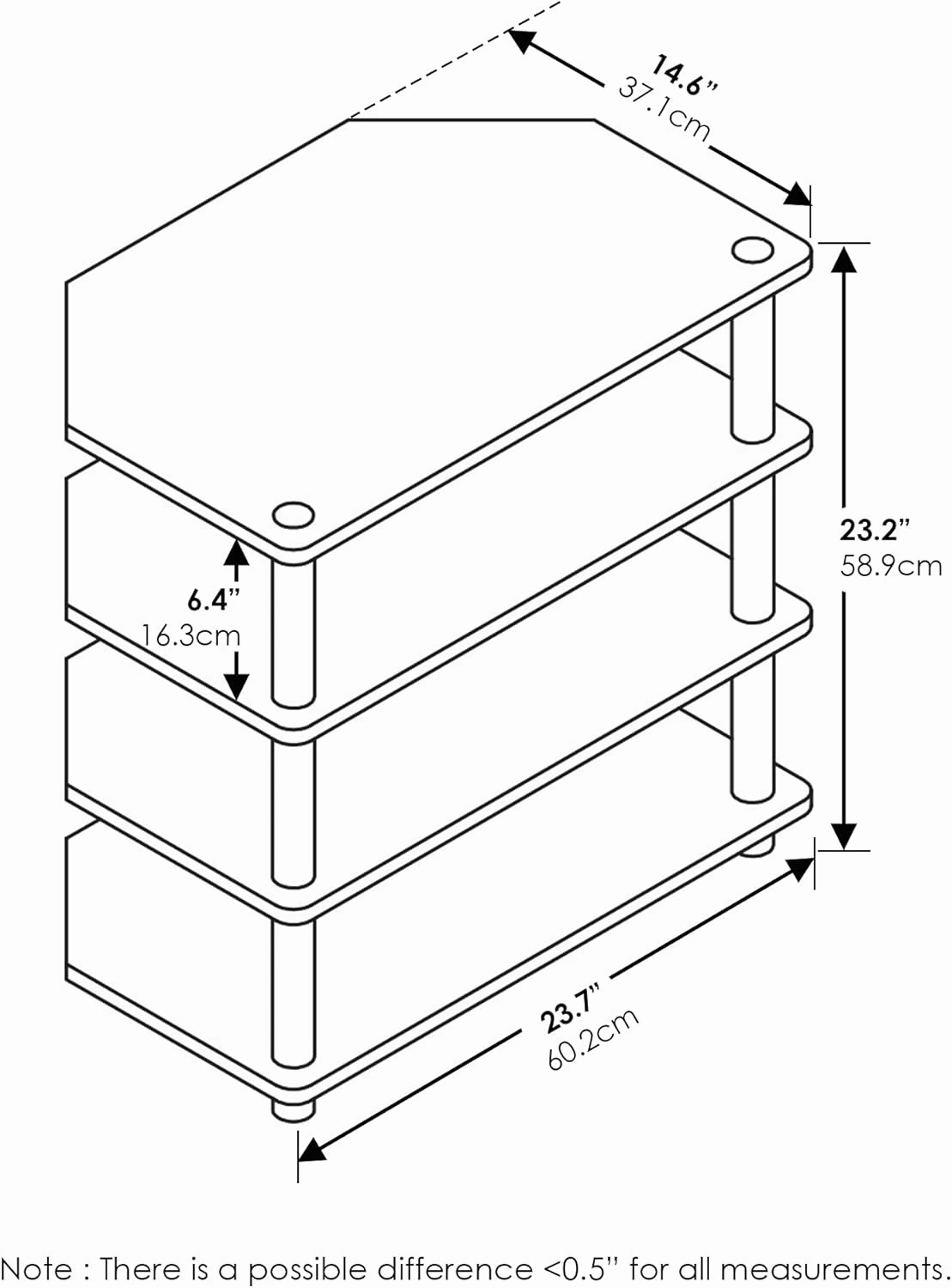 Furinno Turn-N-Tube Easy Assembly 4-Tier Petite Entertainment Center / TV Stand / TV Unit / TV Desk, Blackwood