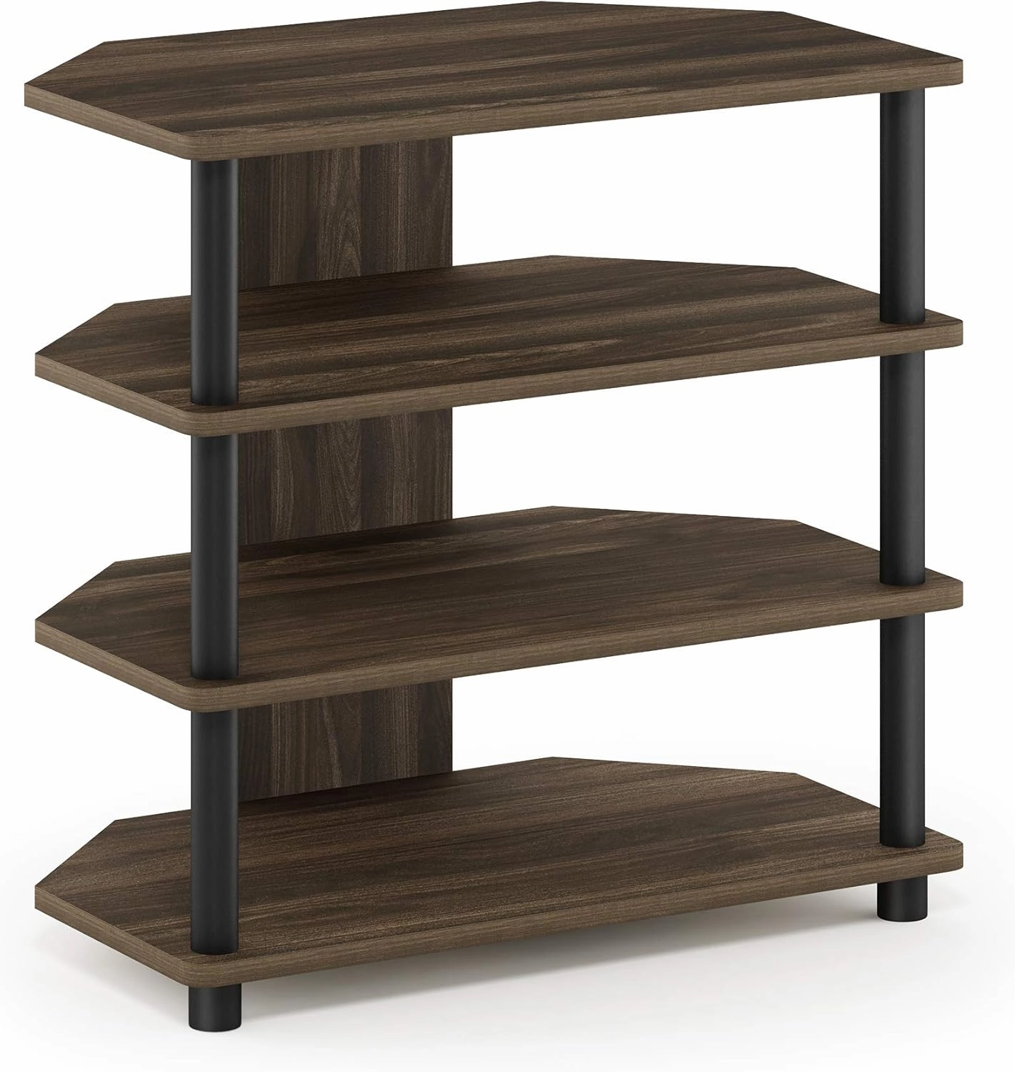 Furinno Turn-N-Tube Easy Assembly 4-Tier Petite Entertainment Center / TV Stand / TV Unit / TV Desk, Columbia Walnut/Black audio rack,hi-fi component stand,media shelf,
