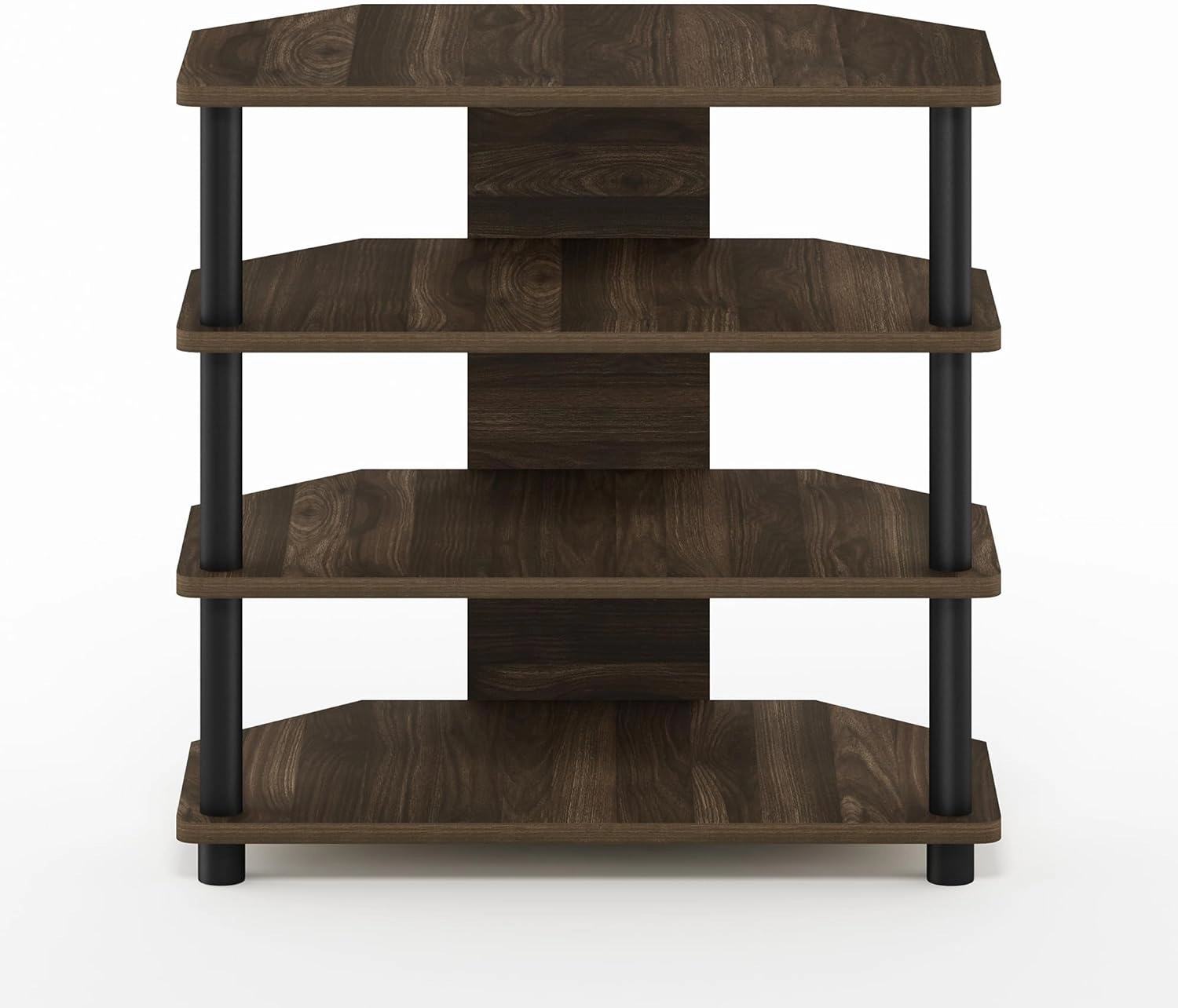 Furinno Turn-N-Tube Easy Assembly 4-Tier Petite Entertainment Center / TV Stand / TV Unit / TV Desk, Columbia Walnut/Black