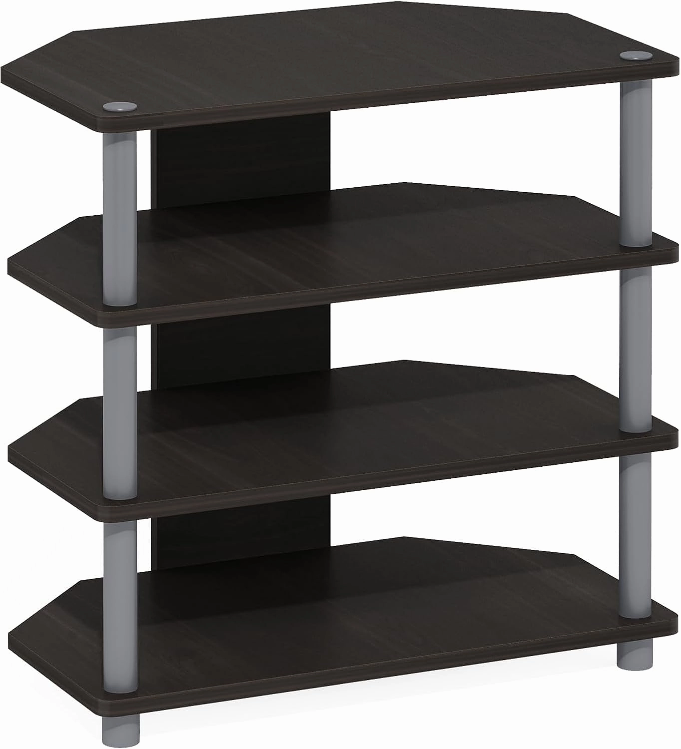 Furinno Turn-N-Tube Easy Assembly 4-Tier Petite Entertainment Center / TV Stand / TV Unit / TV Desk, Espresso/Grey audio rack,hi-fi component stand,media shelf,