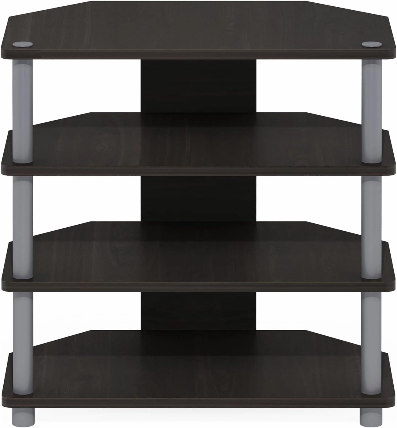 Furinno Turn-N-Tube Easy Assembly 4-Tier Petite Entertainment Center / TV Stand / TV Unit / TV Desk, Espresso/Grey
