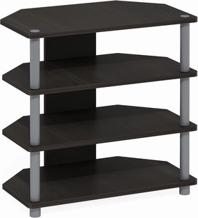 Furinno Turn-N-Tube Easy Assembly 4-Tier Petite Entertainment Center / TV Stand / TV Unit / TV Desk, Espresso/Grey audio rack,hi-fi component stand,media shelf,