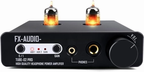 FX-Audio Tube-02 Pro Tube Headphone Amplifier, Vacuum 5725 Tube Preamp, Mini Hi-Fi Integrated Stereo Class A amp Supports 32-600 ohms of Headphones, for Stereo Amplifier/Active Speaker headphone amplifier,portable amp,desktop headphone amp,
