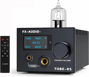 FX-Audio- TUBE-05 HiFi Vacuum 12AU7/ECC82 Tube Headphone amp Bass Treble EQ Preamp, for 30-600 Headphone, with Remote Control tube amplifier,valve amp,audiophile tube stereo,