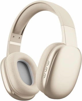 Gabba Goods Wireless Over Ear Bluetooth Headphones with Microphone - Wireless Headset -Noise Reduction - Bluetooth, Wired,Built in Micro SD for Travel, Home, Work TV,PC,Gaming,Cellphone (Beige) over-ear headphones,closed back headphones,wireless studio can