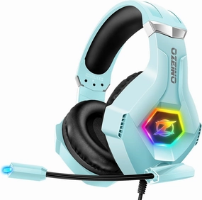 Gaming Headset for PC, Ps4, Ps5, Xbox Headset with 7.1 Surround Sound, Gaming Headphones with Noise Cancelling Mic RGB Light Over Ear Headphones for Xbox Series X/S, Switch-Light Blue over-ear headphones,closed back headphones,wireless studio cans,
