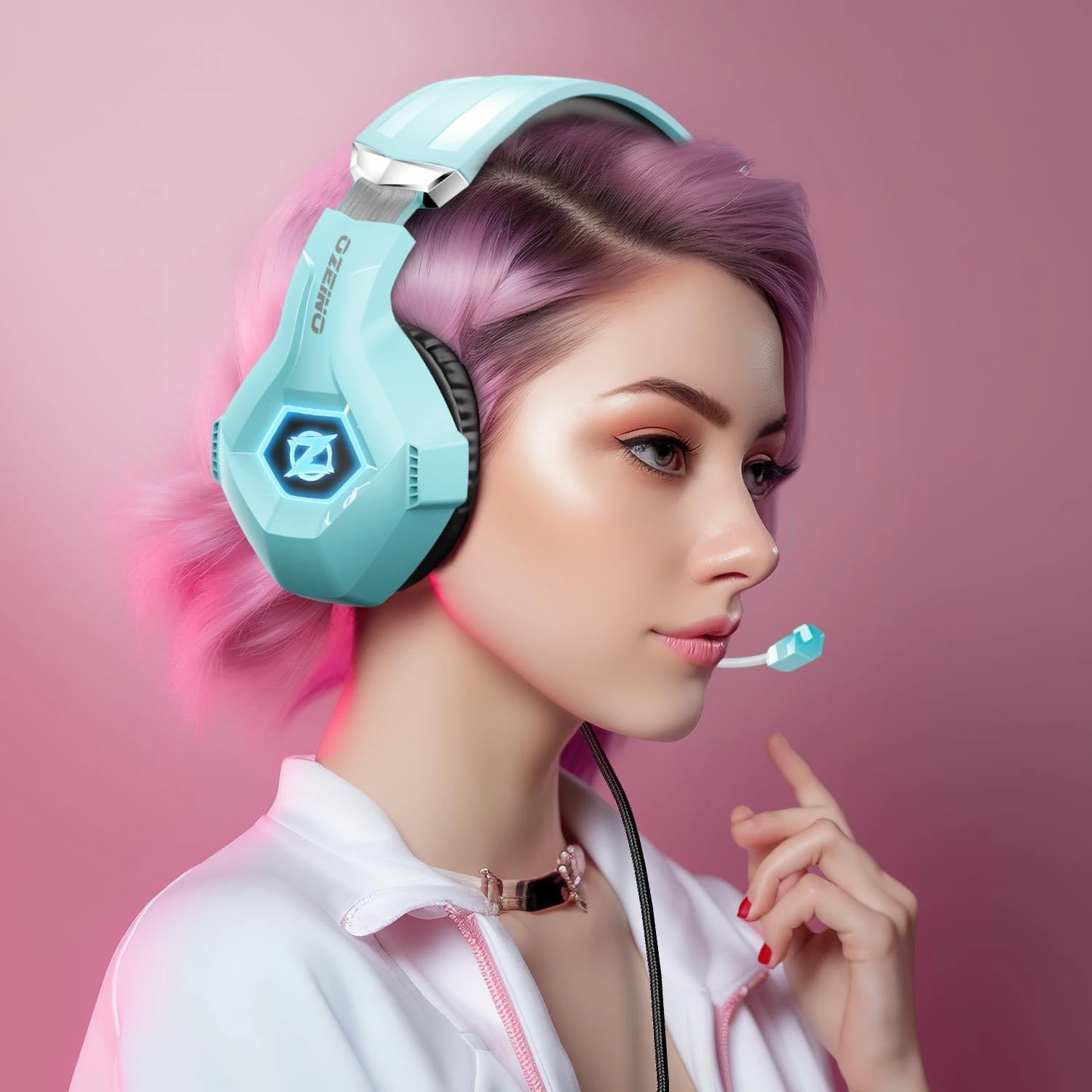 Gaming Headset for PC, Ps4, Ps5, Xbox Headset with 7.1 Surround Sound, Gaming Headphones with Noise Cancelling Mic RGB Light Over Ear Headphones for Xbox Series X/S, Switch-Light Blue