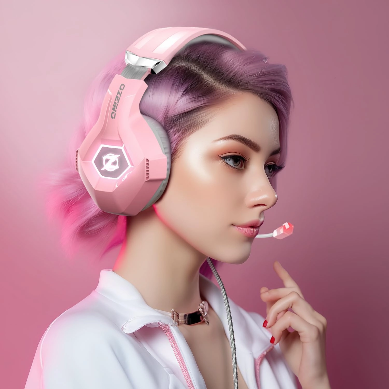 Gaming Headset for PC, Ps4, Ps5, Xbox Headset with 7.1 Surround Sound, Gaming Headphones with Noise Cancelling Mic RGB Light Over Ear Headphones for Xbox Series X/S, Switch-Pink