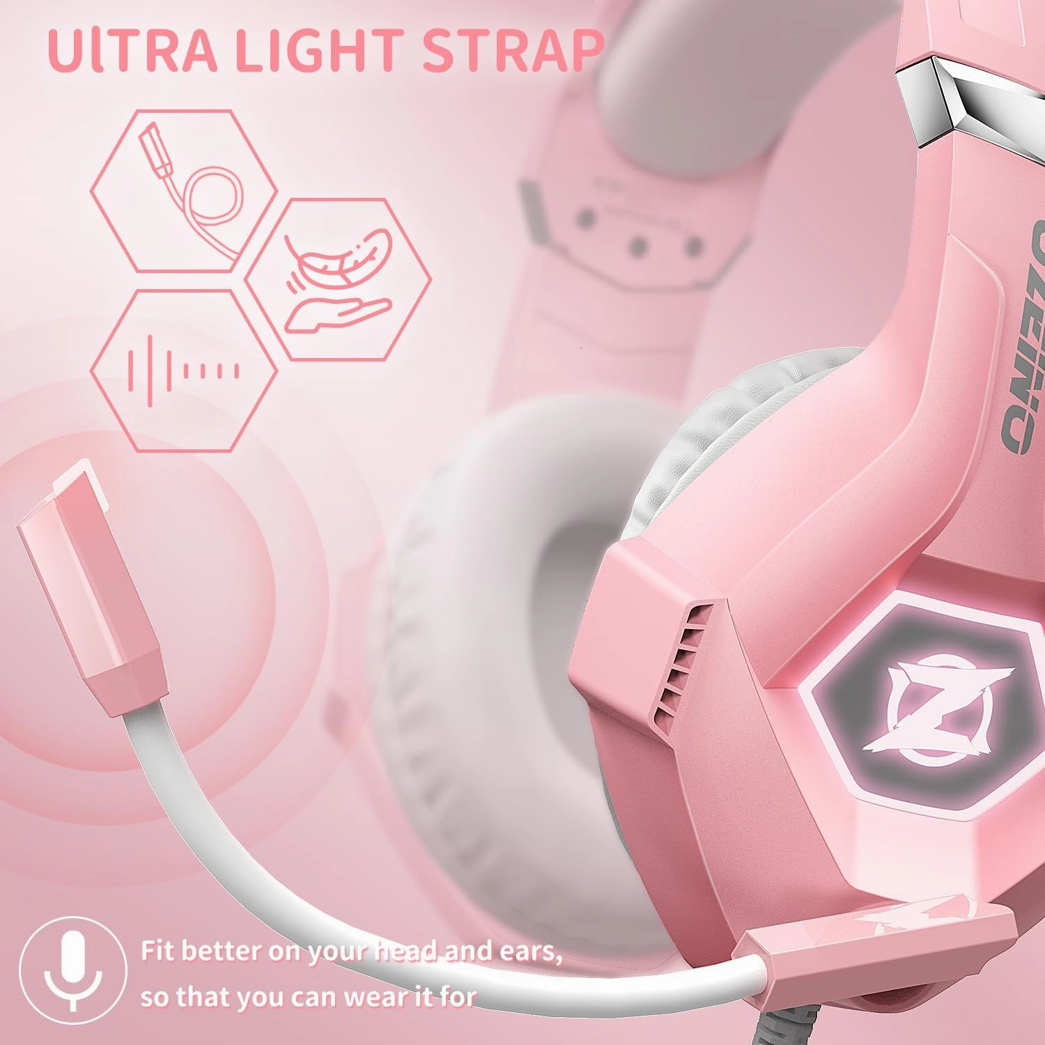 Gaming Headset for PC, Ps4, Ps5, Xbox Headset with 7.1 Surround Sound, Gaming Headphones with Noise Cancelling Mic RGB Light Over Ear Headphones for Xbox Series X/S, Switch-Pink