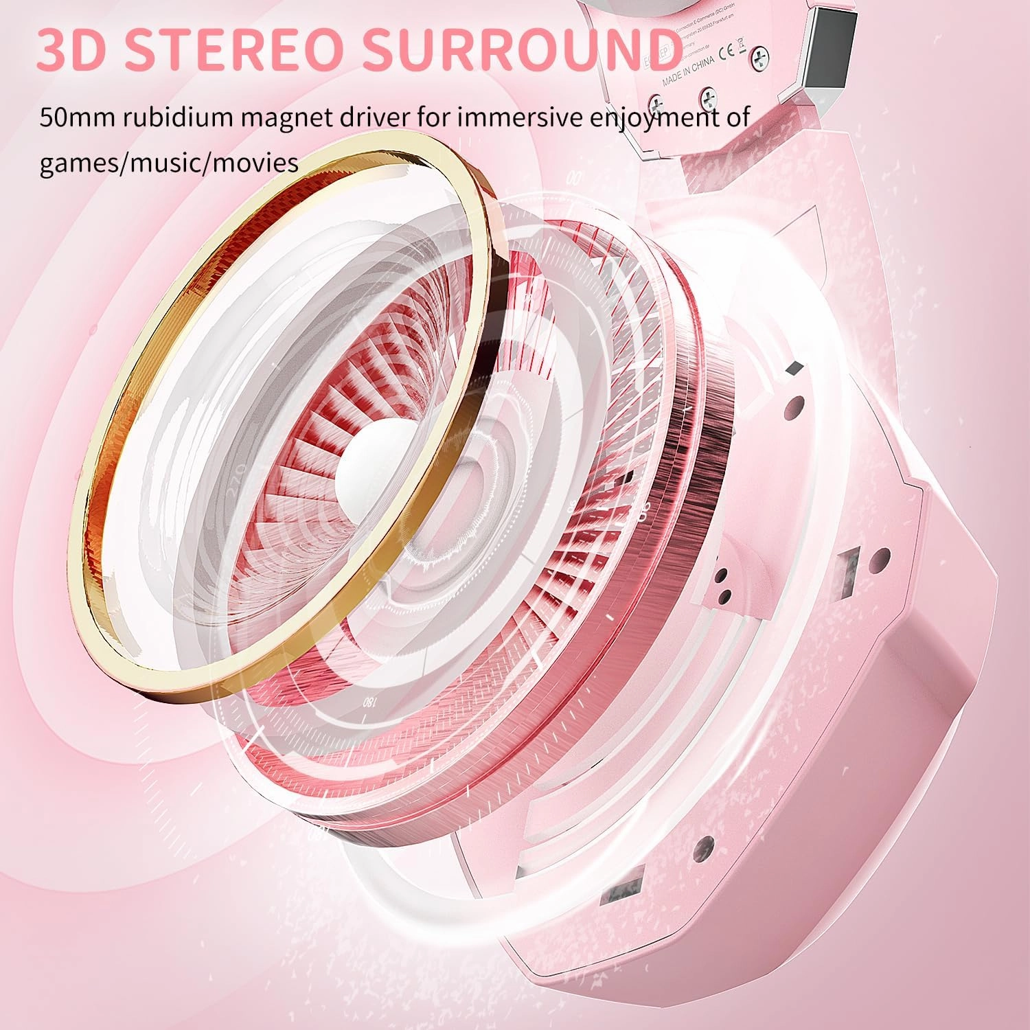 Gaming Headset for PC, Ps4, Ps5, Xbox Headset with 7.1 Surround Sound, Gaming Headphones with Noise Cancelling Mic RGB Light Over Ear Headphones for Xbox Series X/S, Switch-Pink
