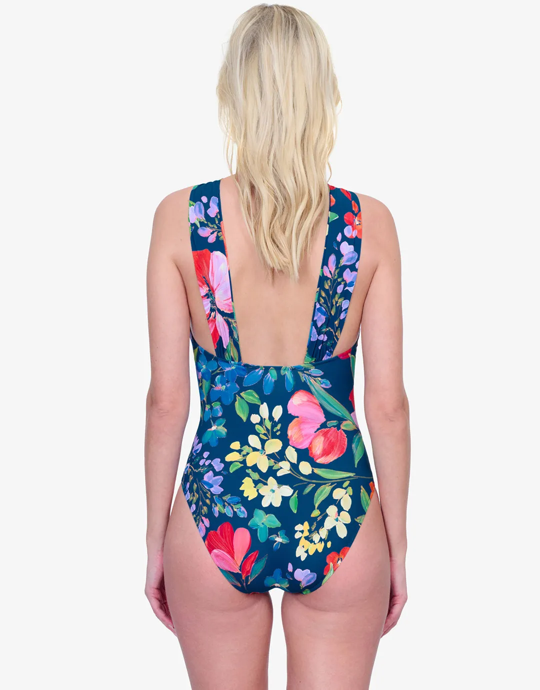 Garden Dream High Neck Swimsuit - Multi Navy