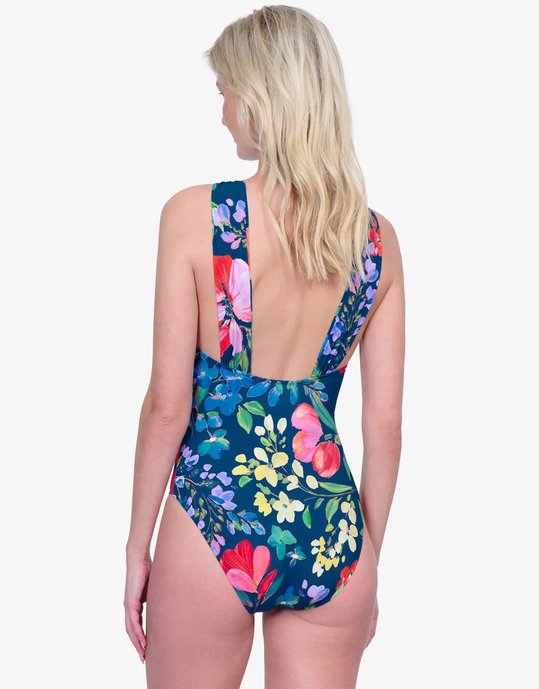 Garden Dream High Neck Swimsuit - Multi Navy