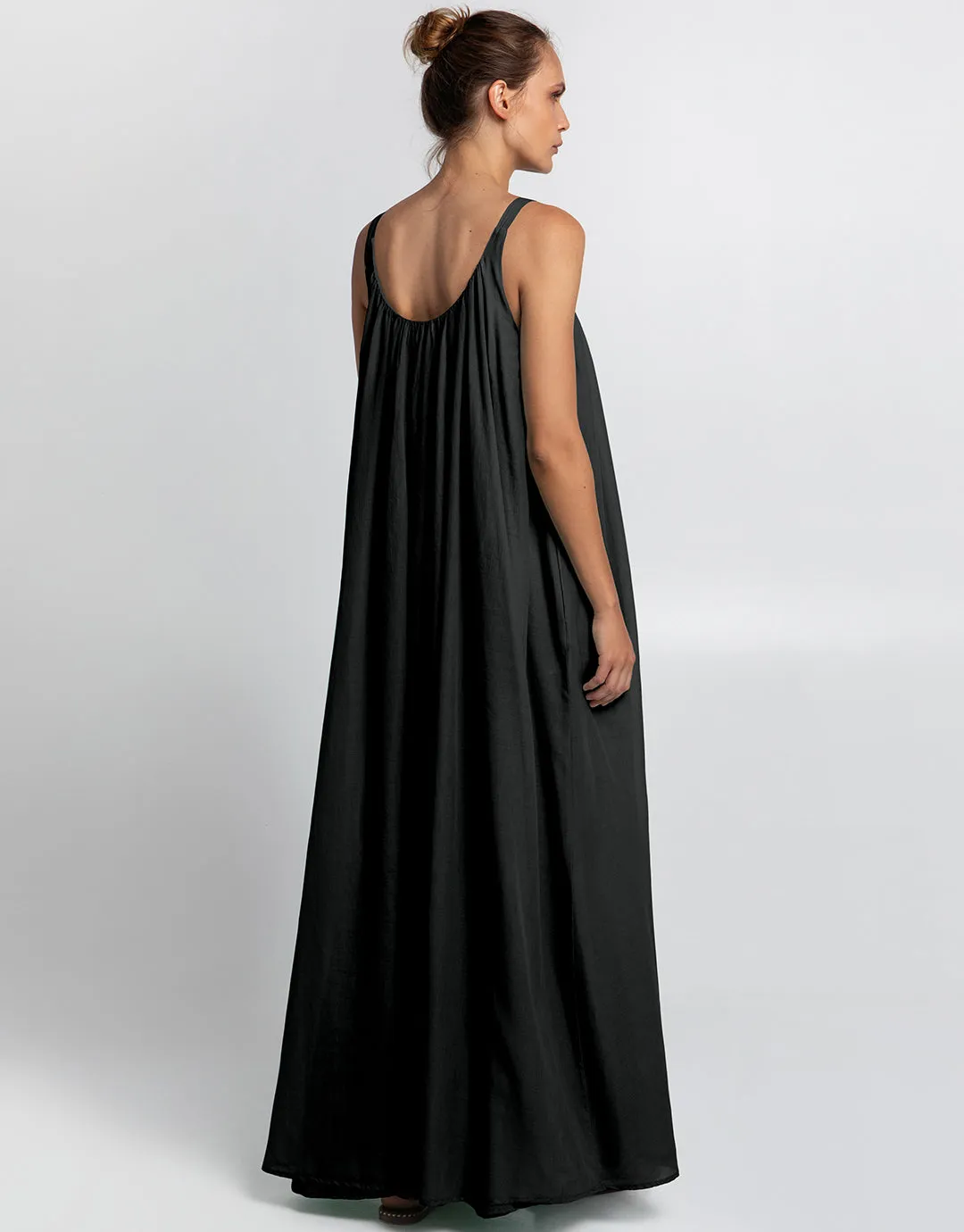 Gathered Maxi Dress - Black