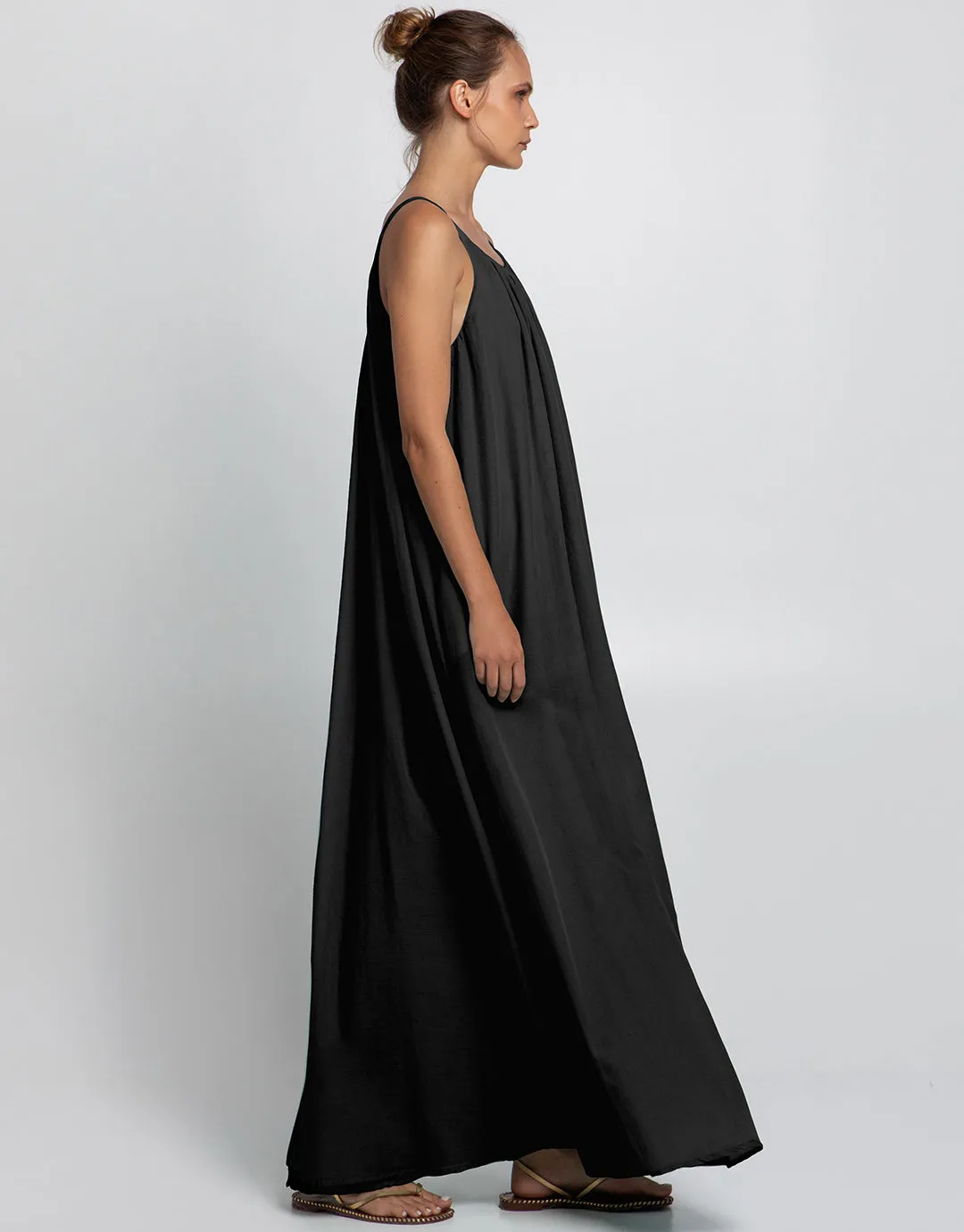 Gathered Maxi Dress - Black