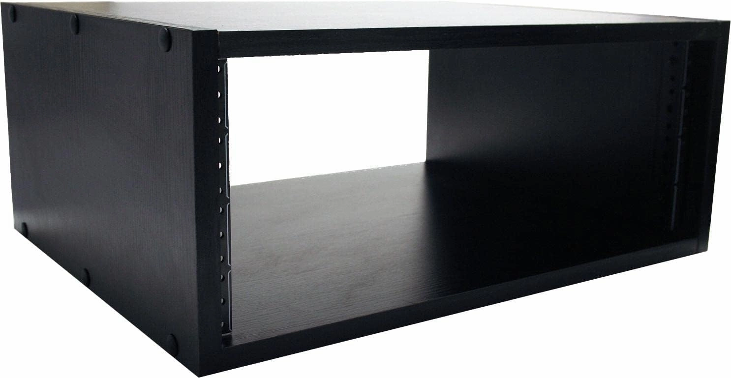 Gator Cases Wooden Studio Rack; 4U Size with 15.25" Depth; Black (GR-STUDIO-4U) audio rack,hi-fi component stand,media shelf,