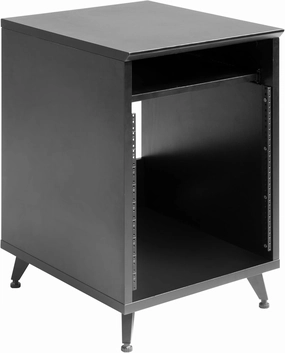 Gator Frameworks Elite Series 10U Studio Rack Desk with Slide-Out Tray and Rear Cable Passthrough, Black Finish (GFW-ELITEDESKRK-BLK) audio rack,hi-fi component stand,media shelf,