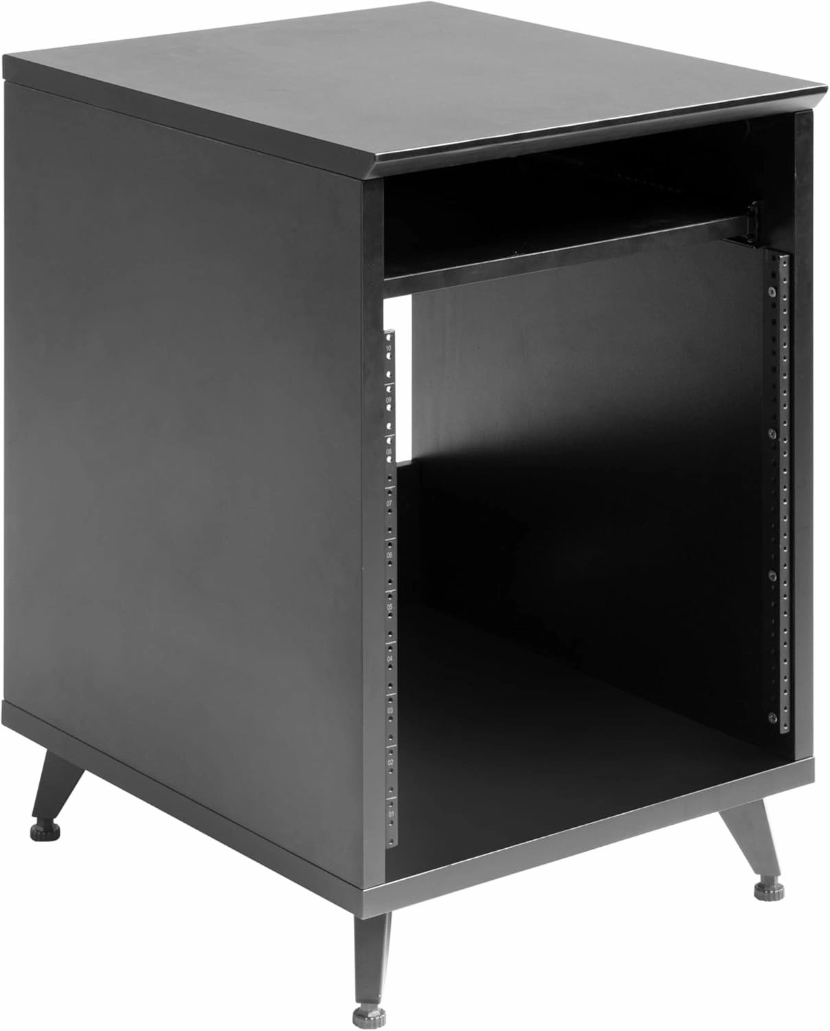 Gator Frameworks Elite Series 10U Studio Rack Desk with Slide-Out Tray and Rear Cable Passthrough, Black Finish (GFW-ELITEDESKRK-BLK) audio rack,hi-fi component stand,media shelf,