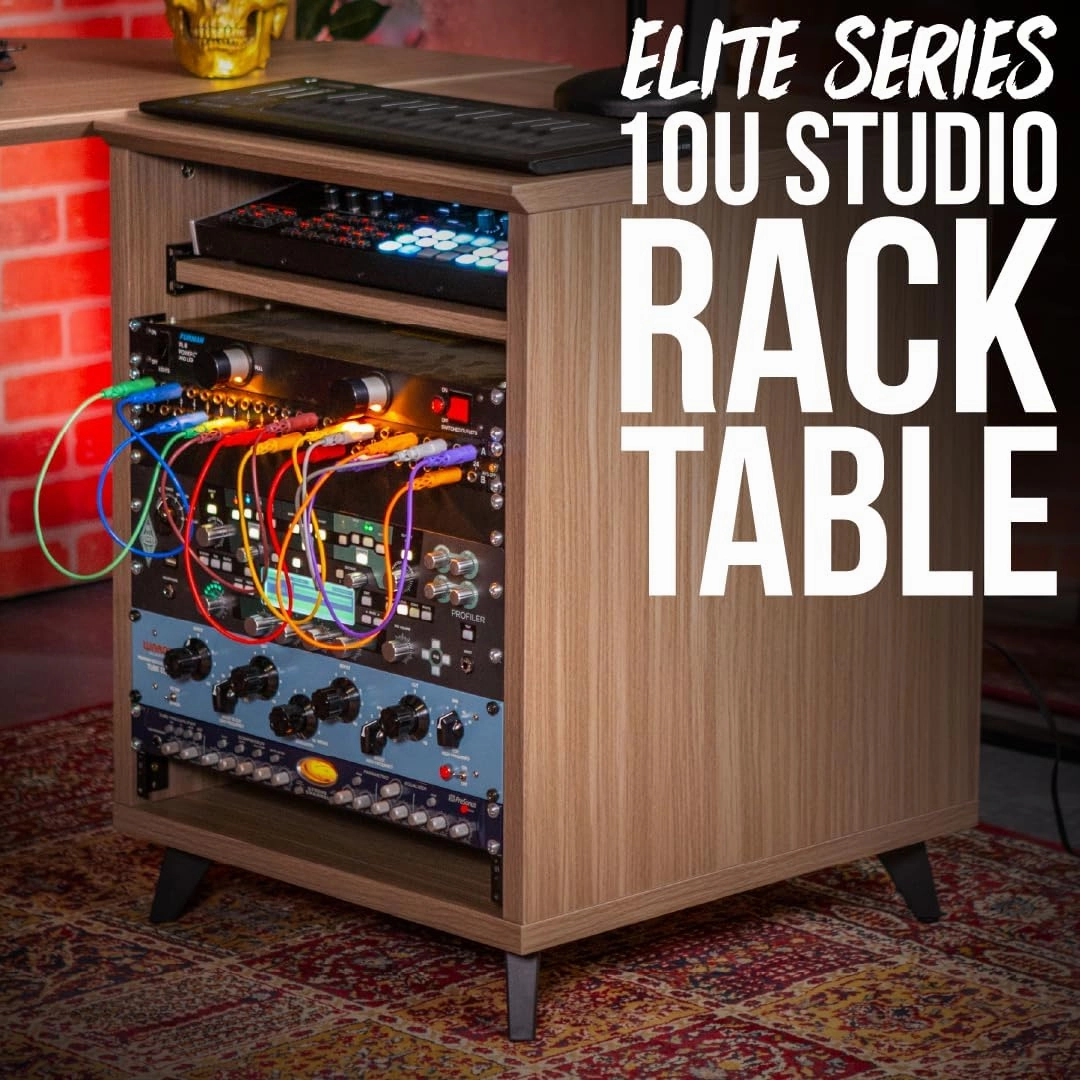 Gator Frameworks Elite Series 10U Studio Rack Desk with Slide-Out Tray and Rear Cable Passthrough, Black Finish (GFW-ELITEDESKRK-BLK)