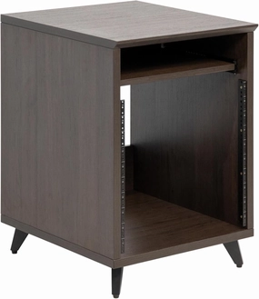 Gator Frameworks Elite Series 10U Studio Rack Desk with Slide-Out Tray and Rear Cable Passthrough, Dark Walnut Finish (GFW-ELITEDESKRK-BRN) audio rack,hi-fi component stand,media shelf,