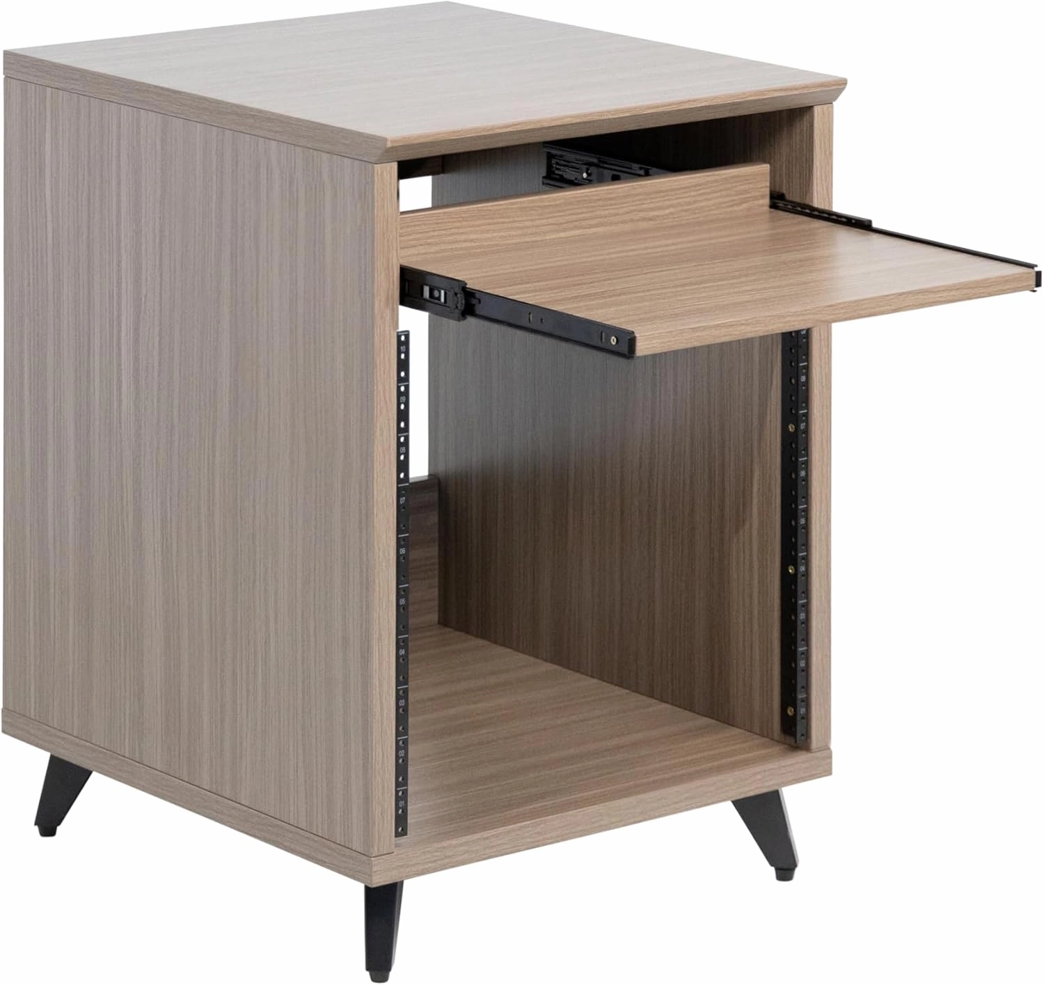 Gator Frameworks Elite Series 10U Studio Rack Desk with Slide-Out Tray and Rear Cable Passthrough; Driftwood Grey Finish (GFW-ELITEDESKRK-Gry)