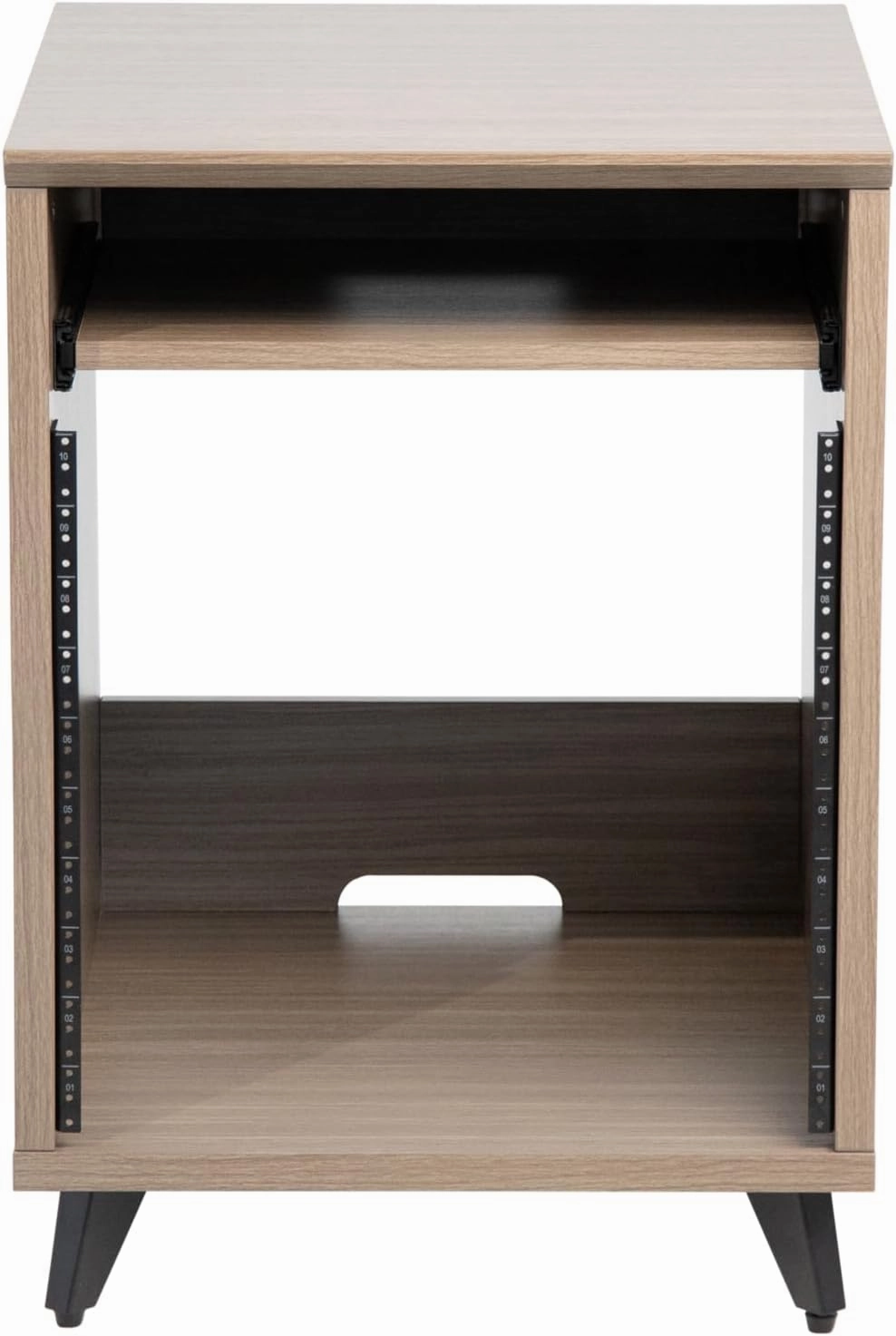 Gator Frameworks Elite Series 10U Studio Rack Desk with Slide-Out Tray and Rear Cable Passthrough; Driftwood Grey Finish (GFW-ELITEDESKRK-Gry)