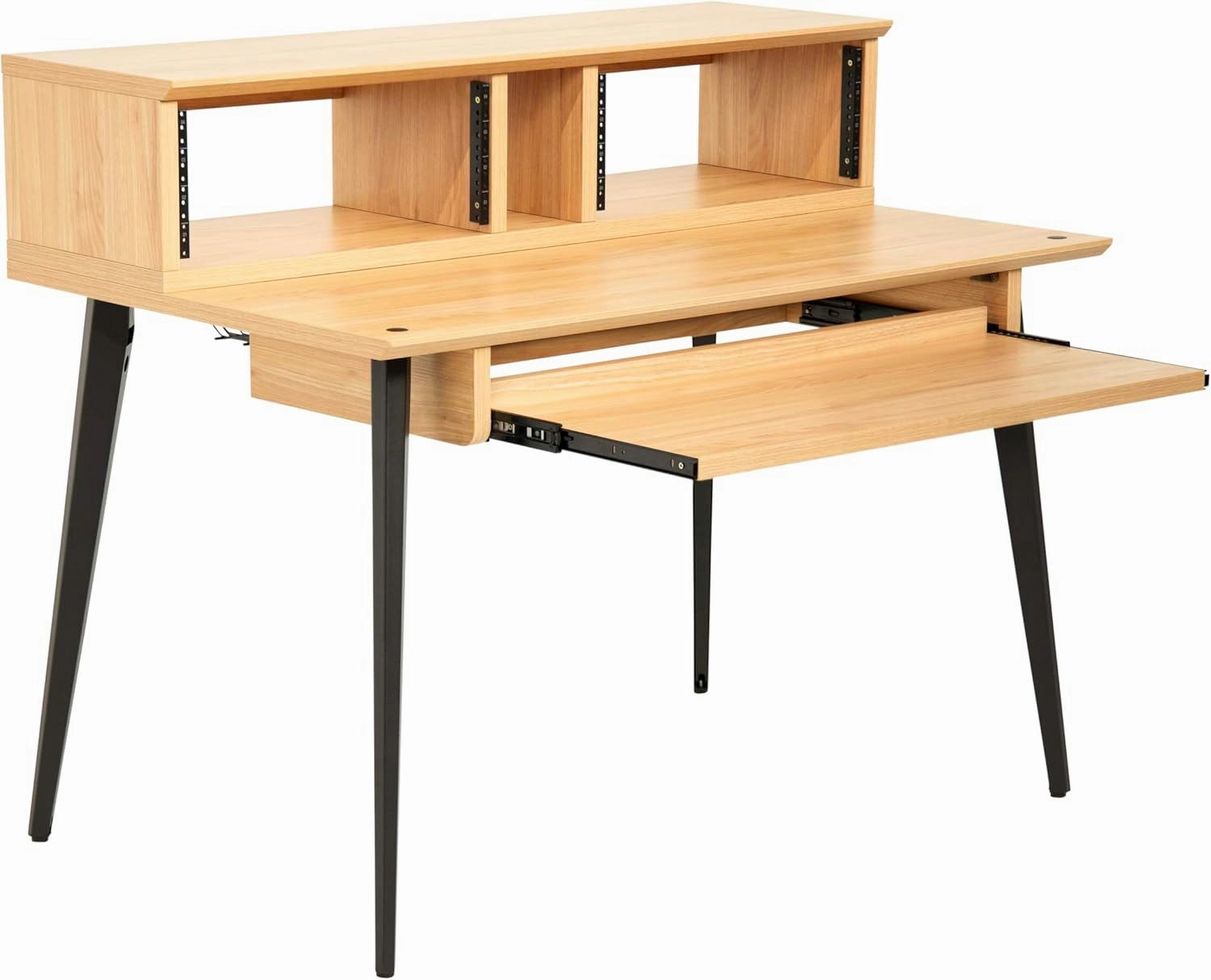 Gator Frameworks Elite Series Studio Desk Workstation with (8U) Adjustable Rack Shelves and Sliding Keyboard Tray; Natural Maple Finish (GFW-ELITEDESK-MPL)