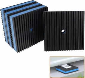 GCGOODS Rubber Anti-Vibration Pad, 4" x 4" x 7/8" Heavy Duty Ribbed Rubber with Blue EVA Center Isolation Pads for HVAC, Air Compressor, Treadmill, Washer and Dryer, Air Conditioner Units, Pack of 4 isolation pads,speaker feet,vibration damp