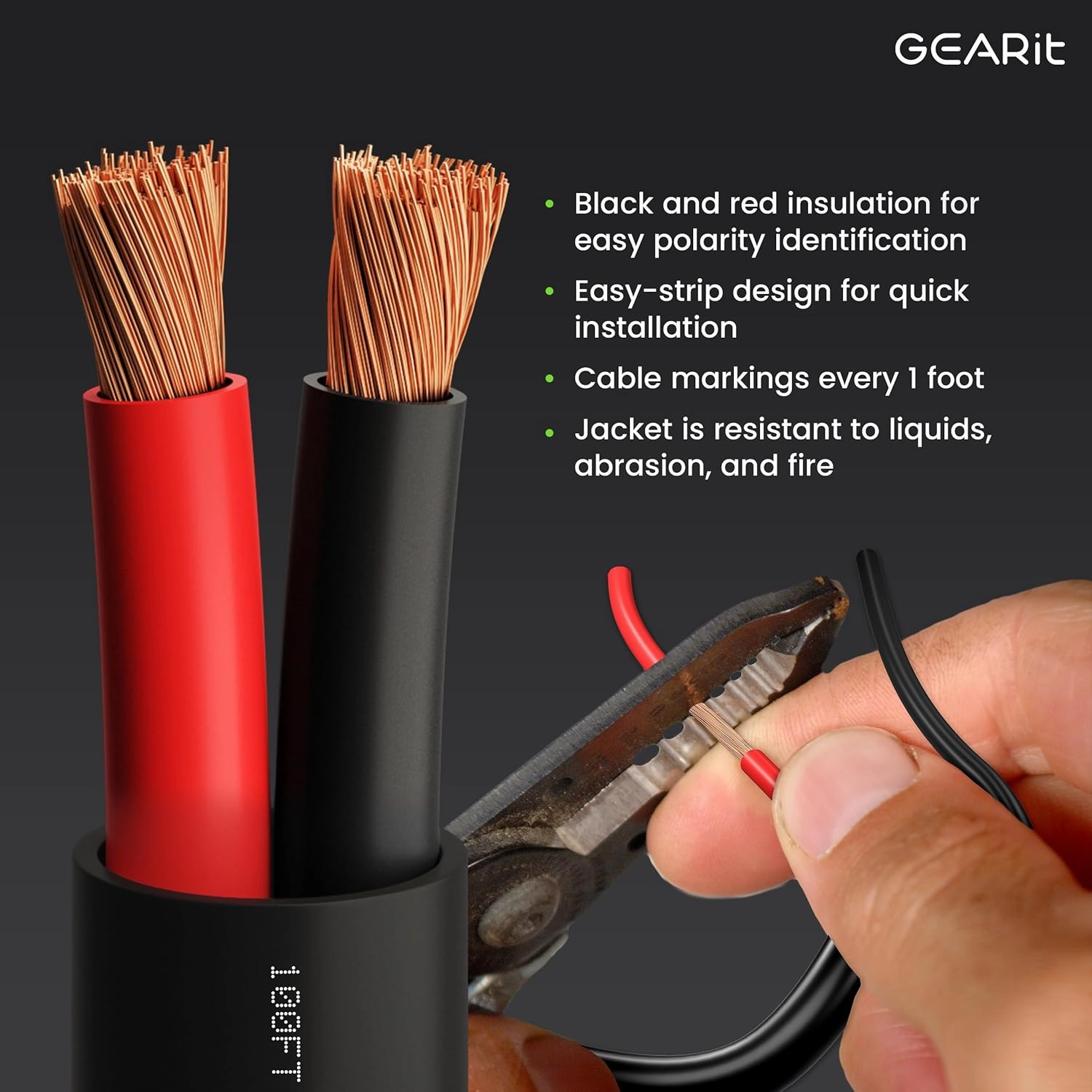 GearIT 14/2 Speaker Wire (100 Feet) 14AWG Gauge - Outdoor Direct Burial in Ground/in Wall / CL3 CL2 Rated / 2 Conductors - OFC Oxygen-Free Copper, Black 100ft