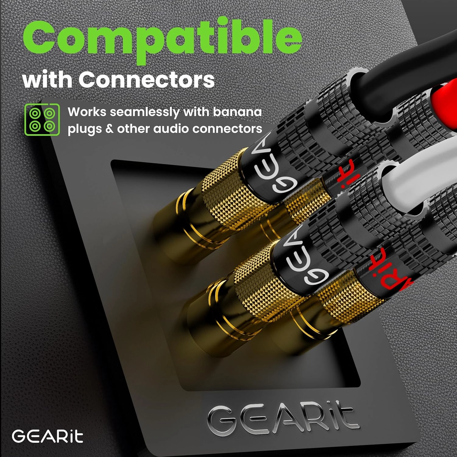 GEARit 14/4 Speaker Wire (20 Feet) 14AWG Gauge, Black 4-Conductors/Outdoor Direct Burial in Ground/in Wall / CL3 CL2 Rated - OFC Oxygen-Free Copper, Black 20ft