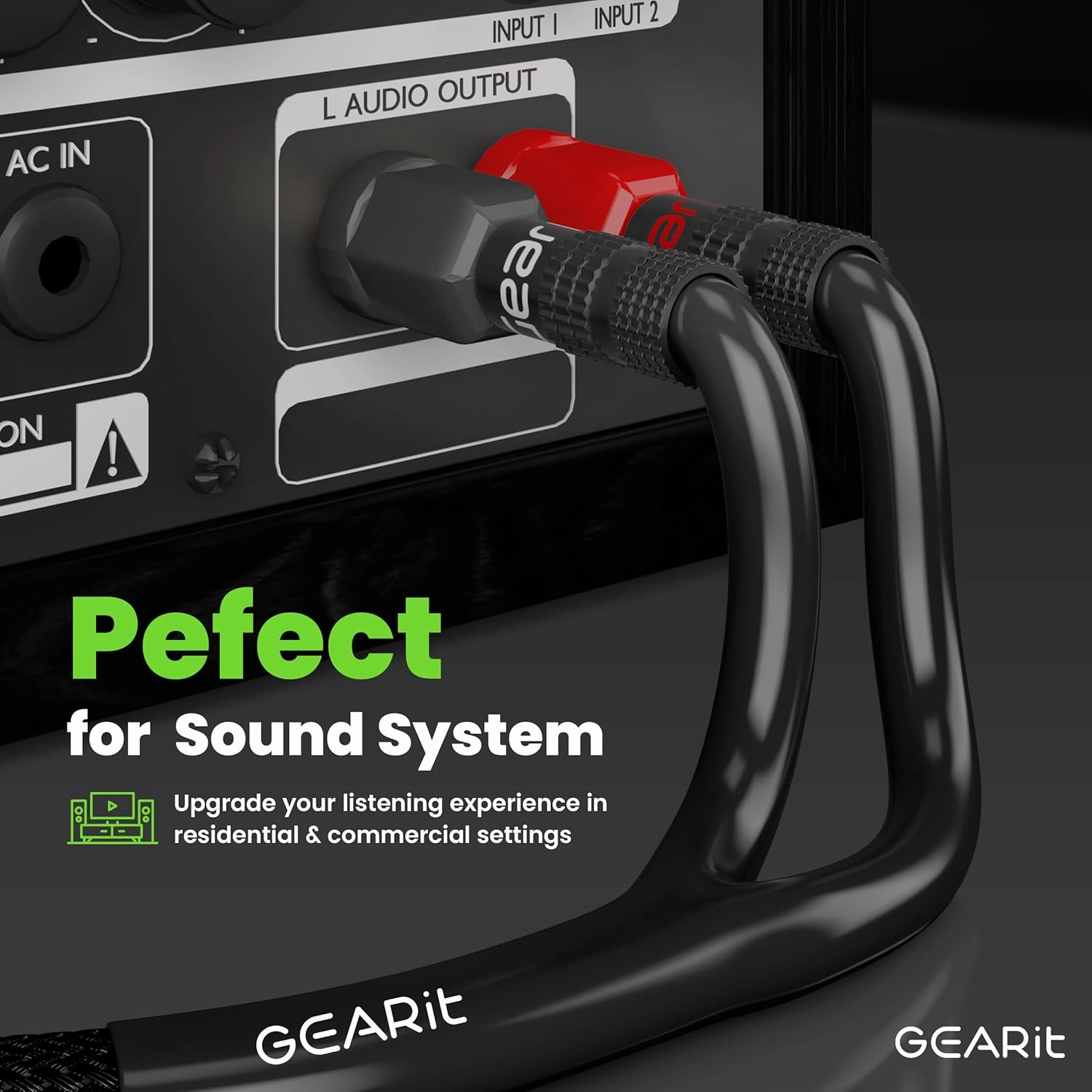 GearIT 14AWG Premium Heavy Duty Braided Speaker Wire Cable (6 Feet) Dual Gold Plated Banana Plug Tips - in-Wall CL2 - Oxygen-Free Copper (OFC) Black