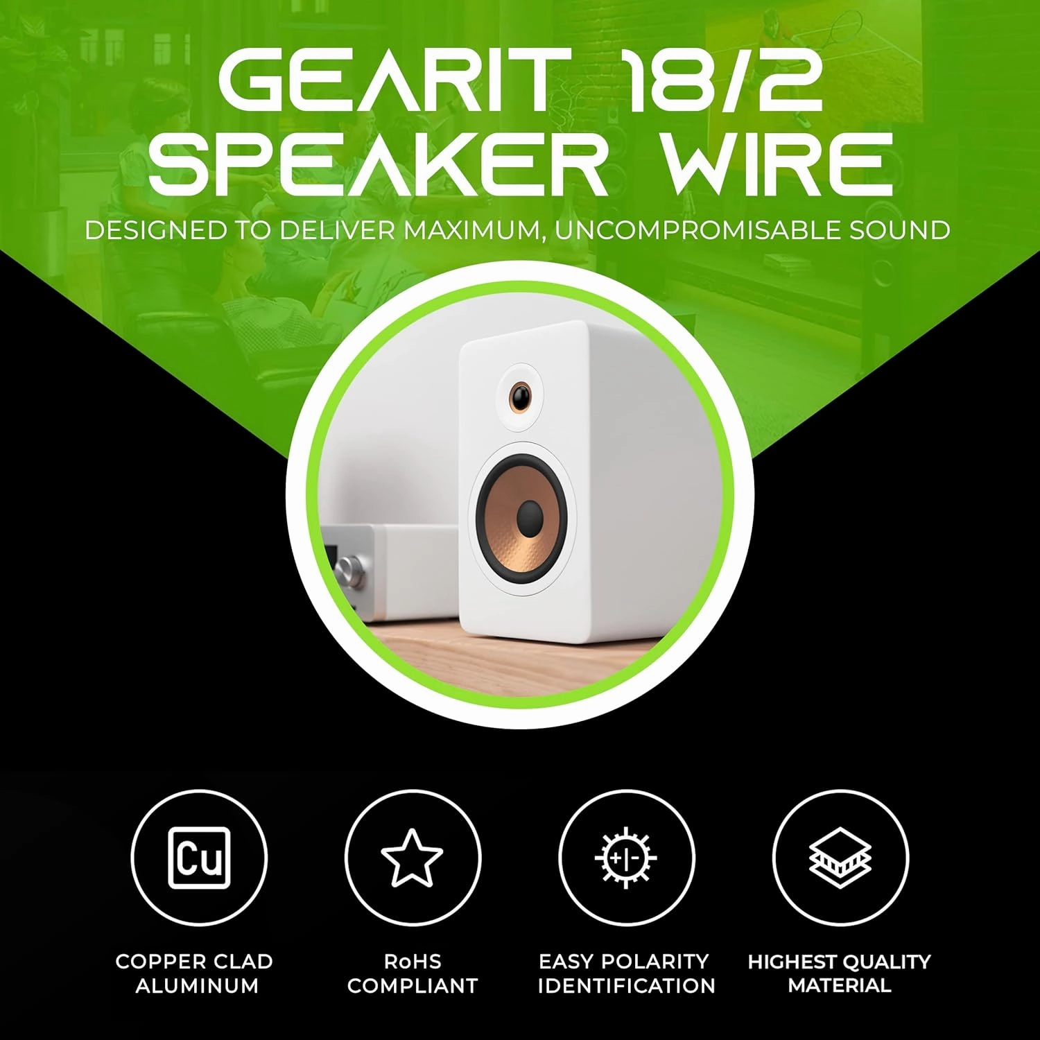GEARit 18AWG Speaker Wire, Pro Series 18 Gauge Speaker Wire Cable (200 Feet / 60 Meters) Great Use for Home Theater Speakers and Car Speakers, Black