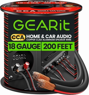 GEARit 18AWG Speaker Wire, Pro Series 18 Gauge Speaker Wire Cable (200 Feet / 60 Meters) Great Use for Home Theater Speakers and Car Speakers, Black speaker cable,audio wire,hi-fi speaker cord,