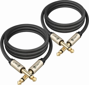GEARit Guitar Instrument Cable (3ft 2-Pack) 1/4 Inch to 1/4 inch TS Straight Male to Male 6.35mm Mono Jack with Alloy Connector and Nylon Braid speaker cable,audio wire,hi-fi speaker cord,