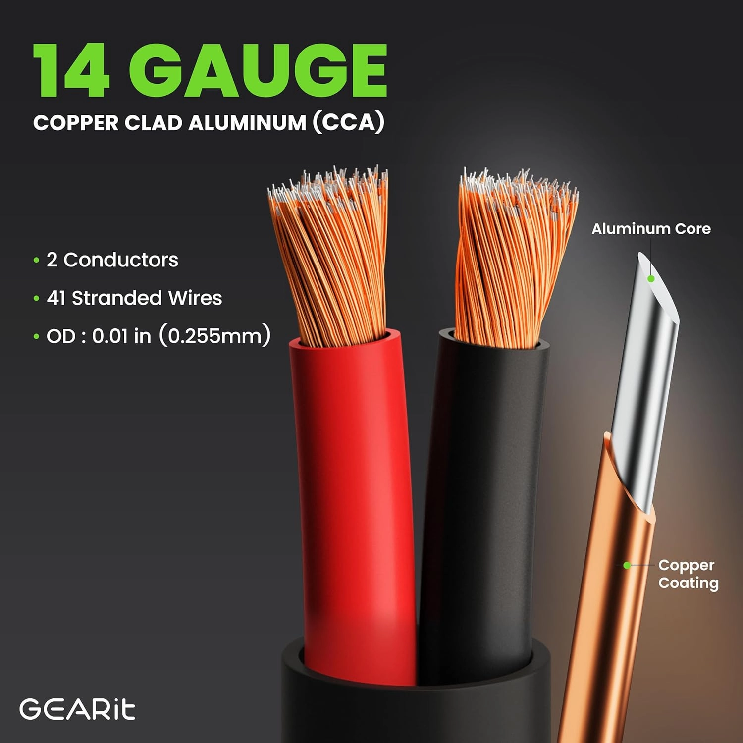 GearIT Outdoor Speaker Wire CCA 2x2.5mm (60.96 Meters - Black) Copper Clad Aluminum - Hi-Fi Audio Cable for Direct Burial in Ground/in Wall / CL3 CL2 Rated / 2-Conductors - 14 Gauge AWG, 200 Feet