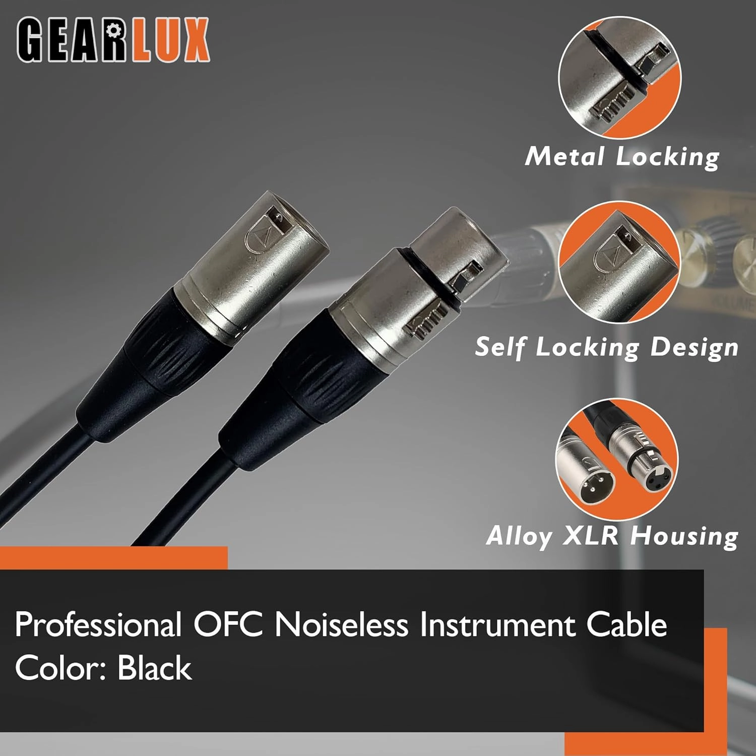 Gearlux XLR Microphone Cable, Fully Balanced, Male to Female, 25 Feet - 2 Pack