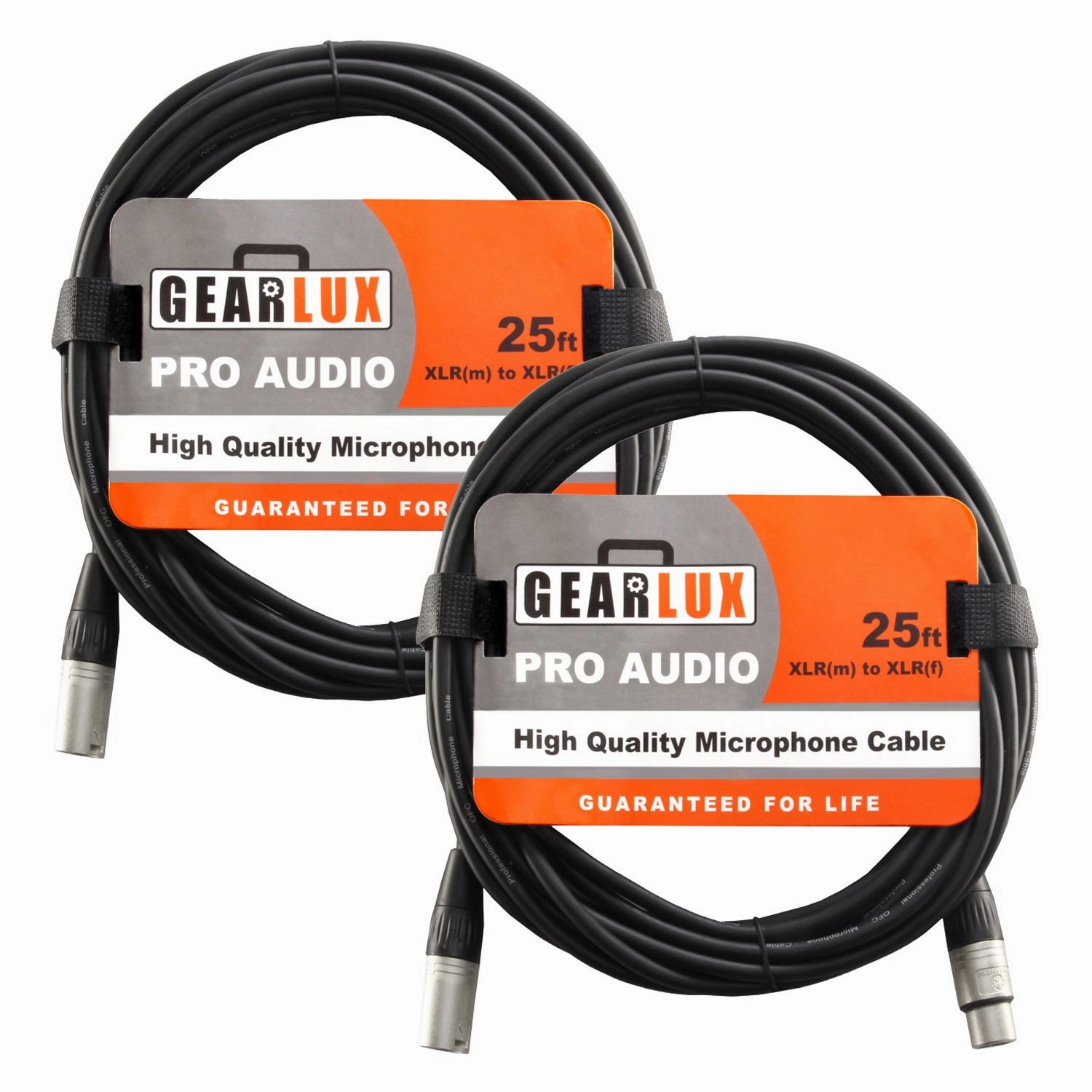 Gearlux XLR Microphone Cable, Fully Balanced, Male to Female, 25 Feet - 2 Pack speaker cable,audio wire,hi-fi speaker cord,