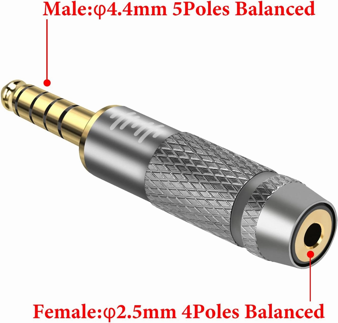 Geekria 4.4mm Male to 2.5mm Balanced Female Headphones Adapter for 2.5mm 4-Pole Cable Connected to Balanced 4.4mm Player Device, Aluminum Alloy Conversion Audio Plug, Gold Plated Adapter
