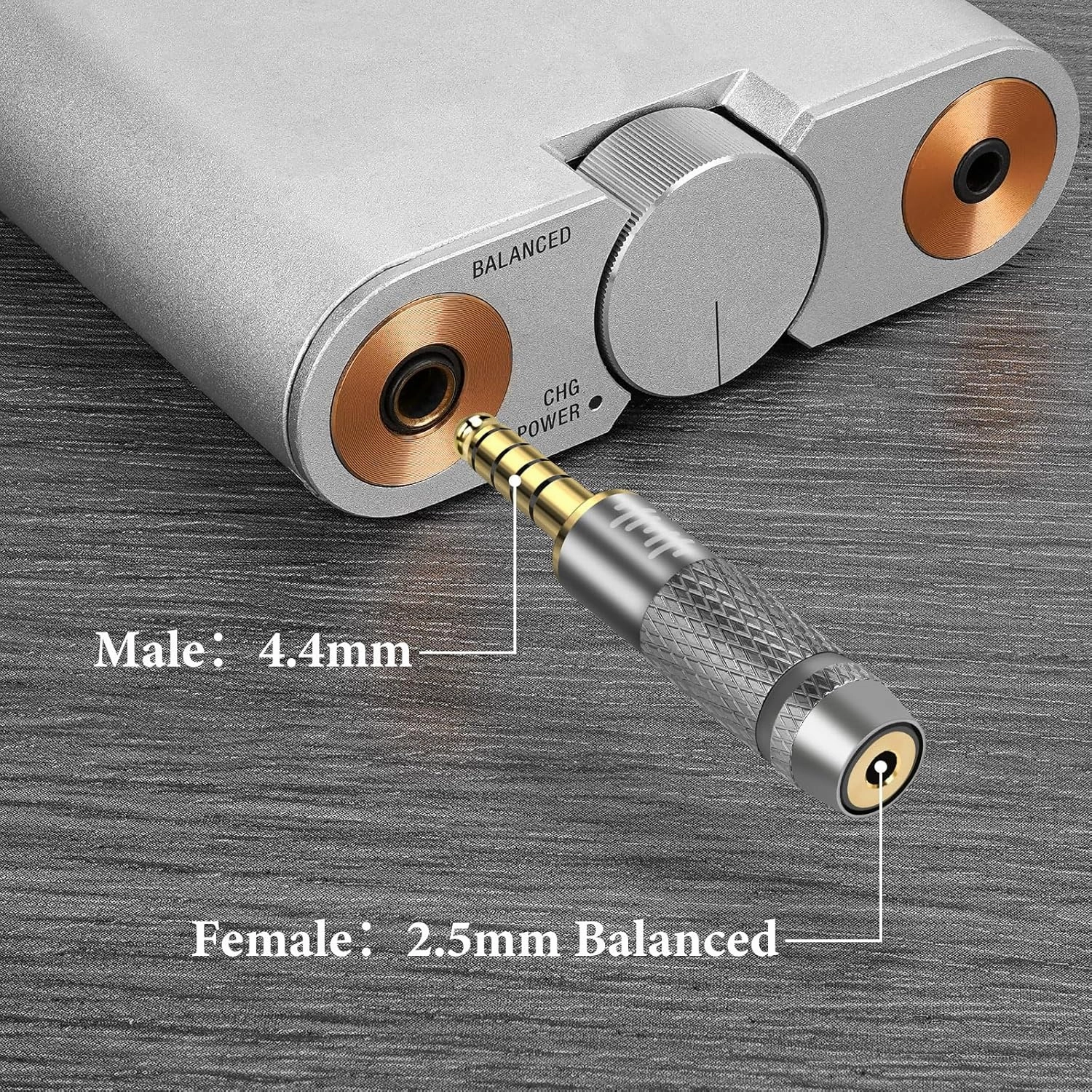 Geekria 4.4mm Male to 2.5mm Balanced Female Headphones Adapter for 2.5mm 4-Pole Cable Connected to Balanced 4.4mm Player Device, Aluminum Alloy Conversion Audio Plug, Gold Plated Adapter