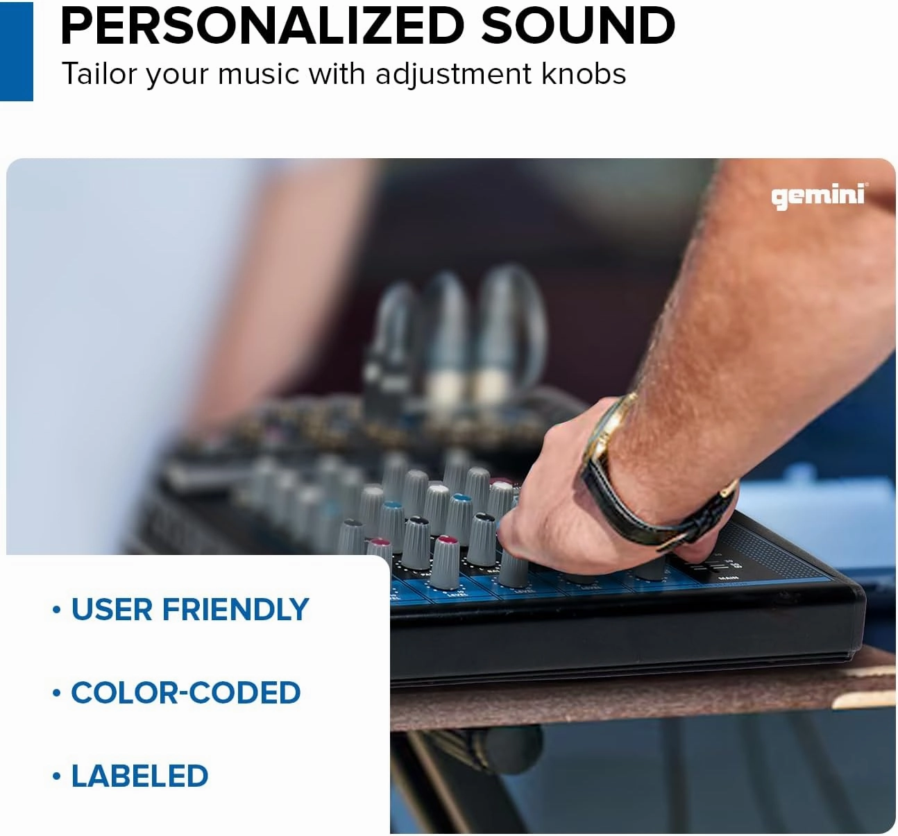 Gemini 8-Channel Audio Mixer with USB Playback, FX, EQ & Phantom Power  Mini Sound Mixer Board, DJ Mix Console, USB Mixer for Music, Podcast, Live Sound, Content Creation & Studio Recording