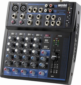 Gemini 8-Channel Audio Mixer with USB Playback, FX, EQ & Phantom Power  Mini Sound Mixer Board, DJ Mix Console, USB Mixer for Music, Podcast, Live Sound, Content Creation & Studio Recording balanced output player,audiophile player,hi-res digital pl