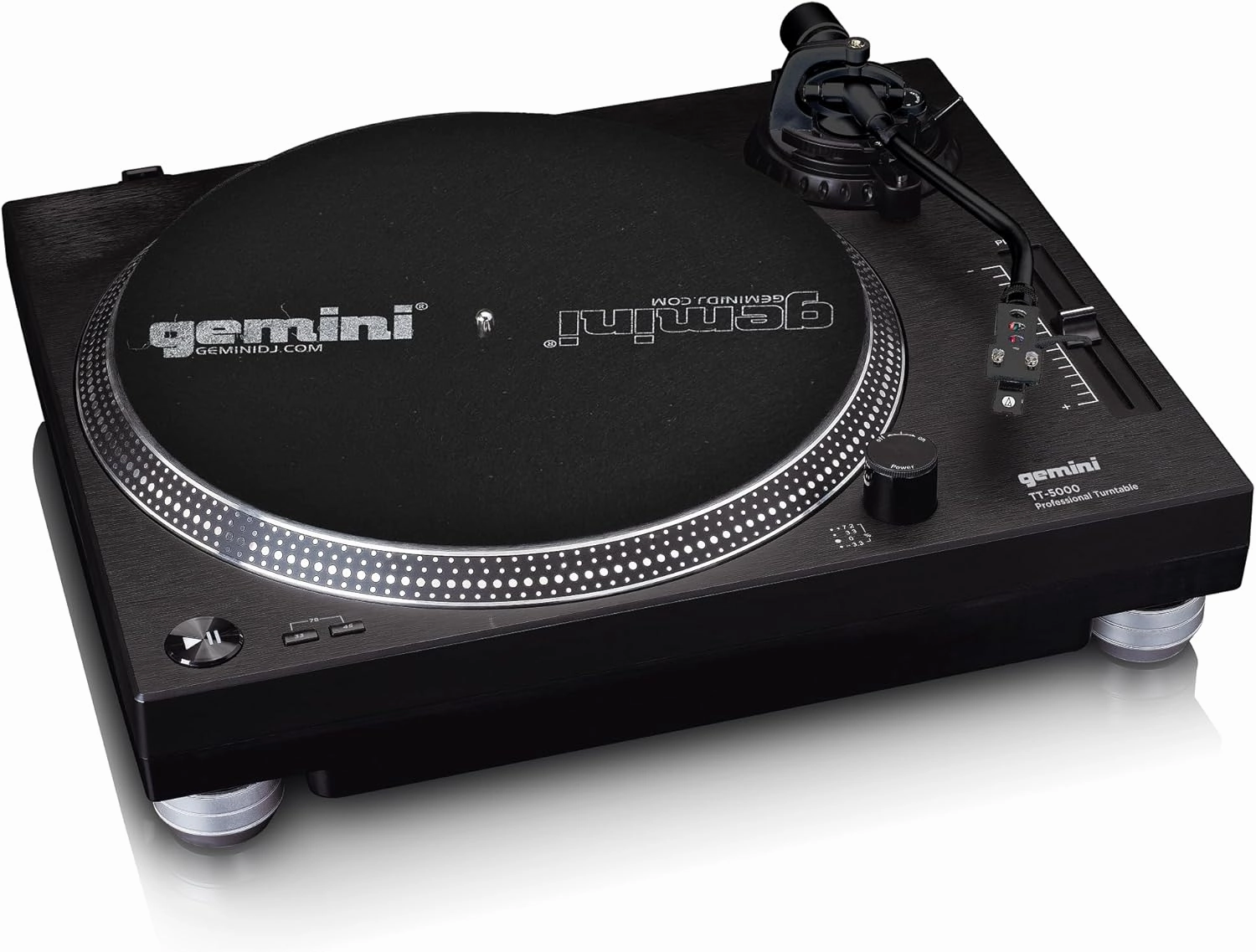 Gemini Direct Drive DJ Turntable for Vinyl Records  USB Turntable with Built-In Preamp, High Torque Motor, Pitch Control, S-Shaped Tonearm, 33/45/78 RPM (TT-5000) belt-drive turntable,vinyl record player,audiophile turntable,