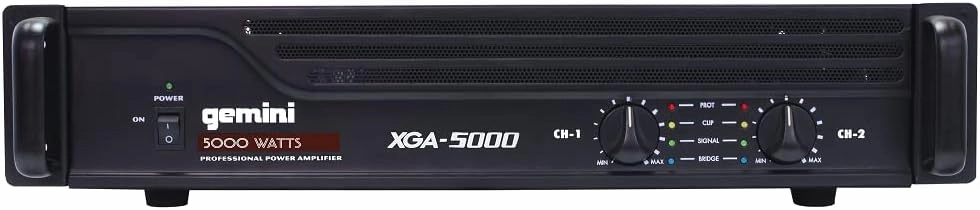 Gemini Professional 5000W 2-Channel Power Amplifier  High-Powered DJ & PA Audio Amp with XLR/RCA Inputs, Bridge Mode, Built-in Protection & Cooling for Live Sound & Installations