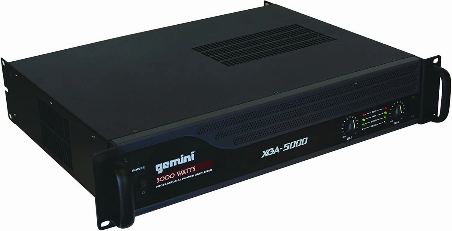 Gemini Professional 5000W 2-Channel Power Amplifier  High-Powered DJ & PA Audio Amp with XLR/RCA Inputs, Bridge Mode, Built-in Protection & Cooling for Live Sound & Installations