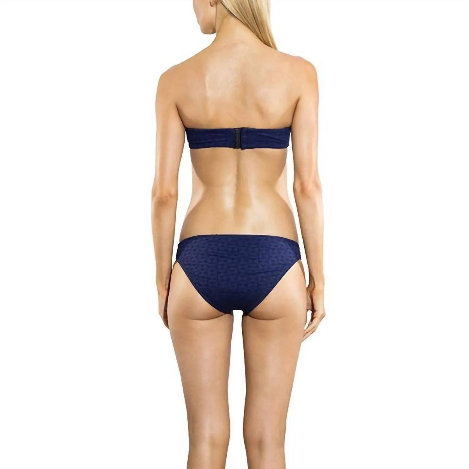 Geo Eyelet Classic Bikini Bottom In Navy