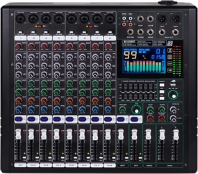 GF8 Pro Multi-Function 8-Channel Bluetooth DJ Sound Console - 7 Stage Equalizer, 99 Sound Effects, Independent Mute for Stage, Karaoke Live mixer console,audio mixing desk,DJ console,