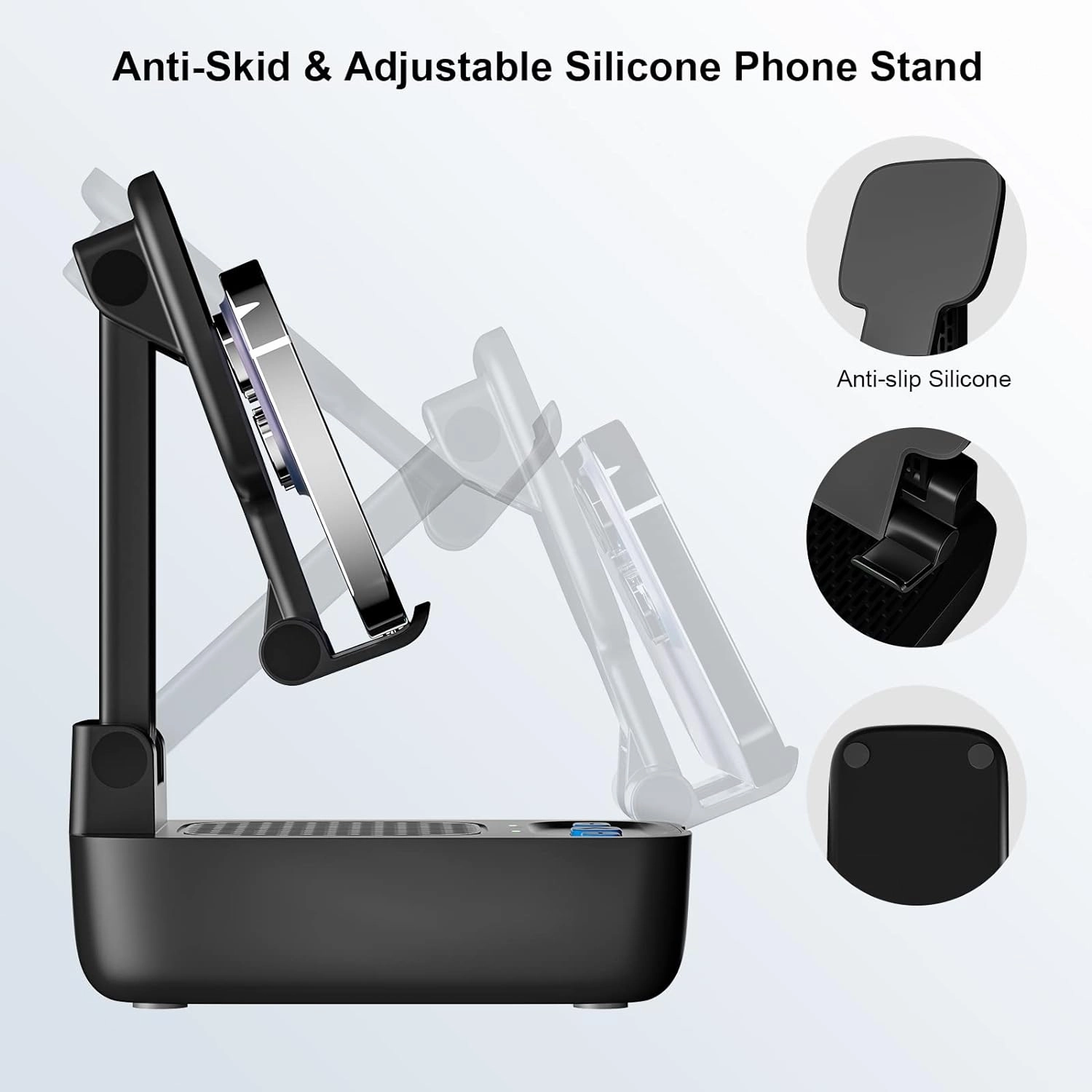 Gifts for Men Women,Birthday Gifts,Cell Phone Stand with Wireless Bluetooth Speaker, Punchy Bass & HD Stereo Sound Speaker for Home & Outdoors Compatible with iPhone/ipad/Samsung-Black