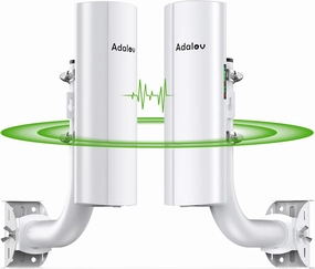 Gigabit Wireless Bridge with Mounts,AdaLov Point to Point/Multipoint WiFi Bridges,Outdoor CPE with 100/1000Mbps LAN Port,5.8G 3KM High Speed Wireless Ethernet Bridge with 16dBi High-Gain Antenna wireless audio bridge,Bluetooth transmitter,WiFi audio link,